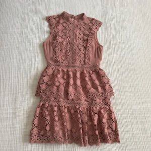 ASOS DESIGN tiered lace mini dress with contrast lace trim details